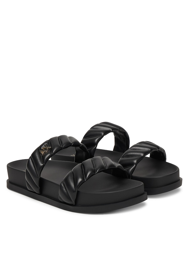 Papuci dama - piele ecologica - negru - model simplu