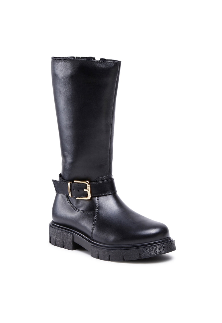 Cizme Fete - piele naturala - negru - fermoar -