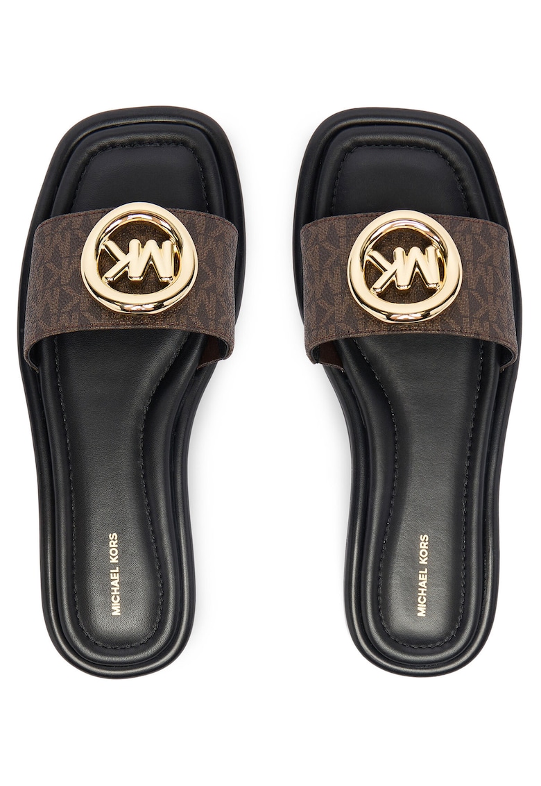 Papuci dama - din piele ecologica - culoare maro
