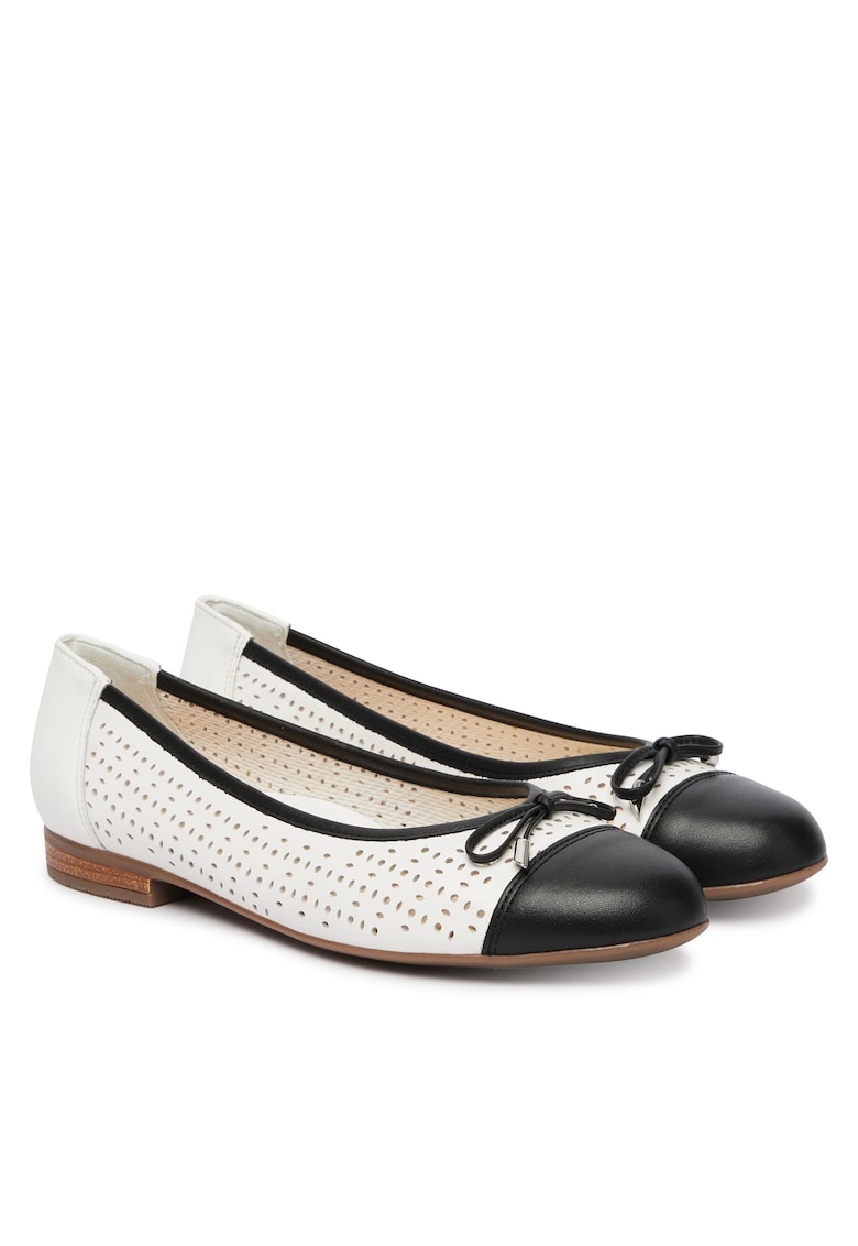 Balerini dama 12-31344-01 - Piele naturala - Alb/Negru