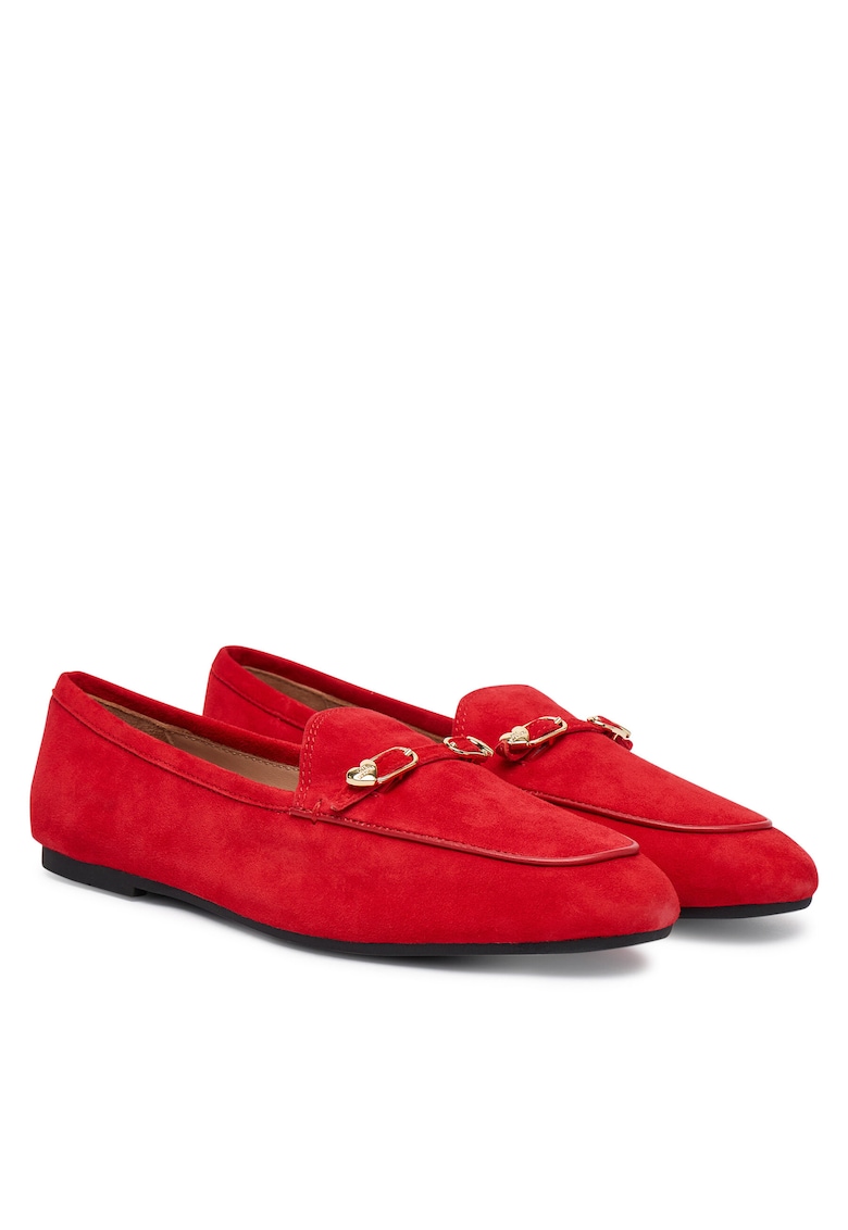 Mocasini dama - piele naturala - rosu - material sintetic
