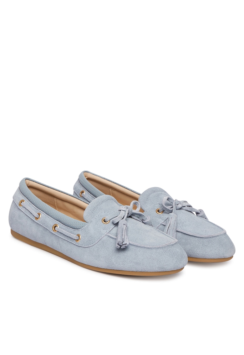 Balerini dama - piele naturala - albastru - material sintetic -