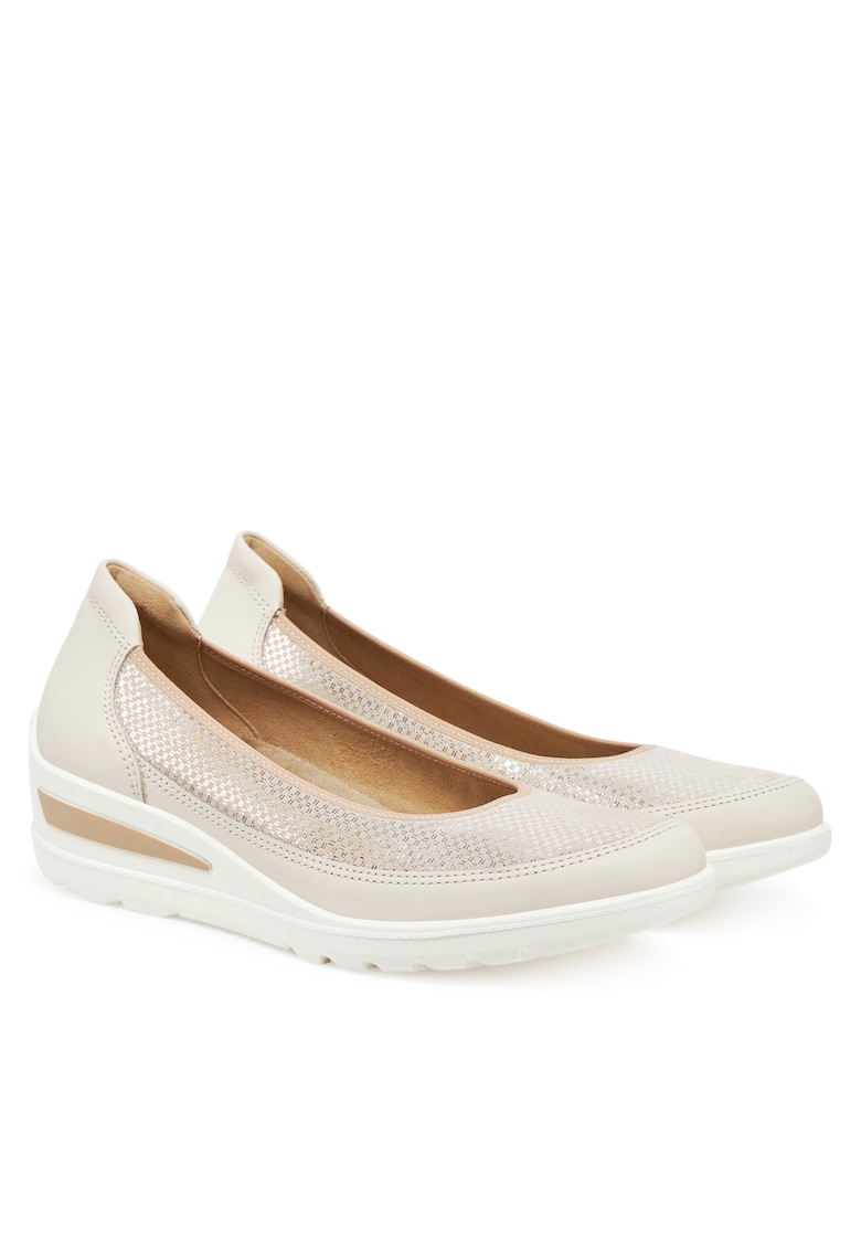Pantofi dama - tocul pana - bej - textil