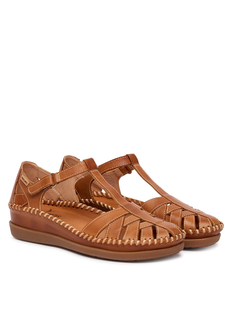 Pantofi dama - piele naturala - maro - velcro