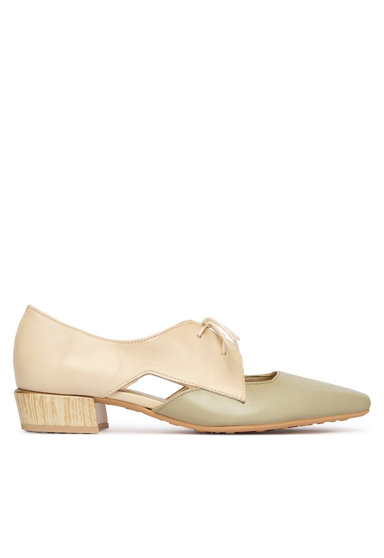 Pantofi dama - piele naturala - verde/crem