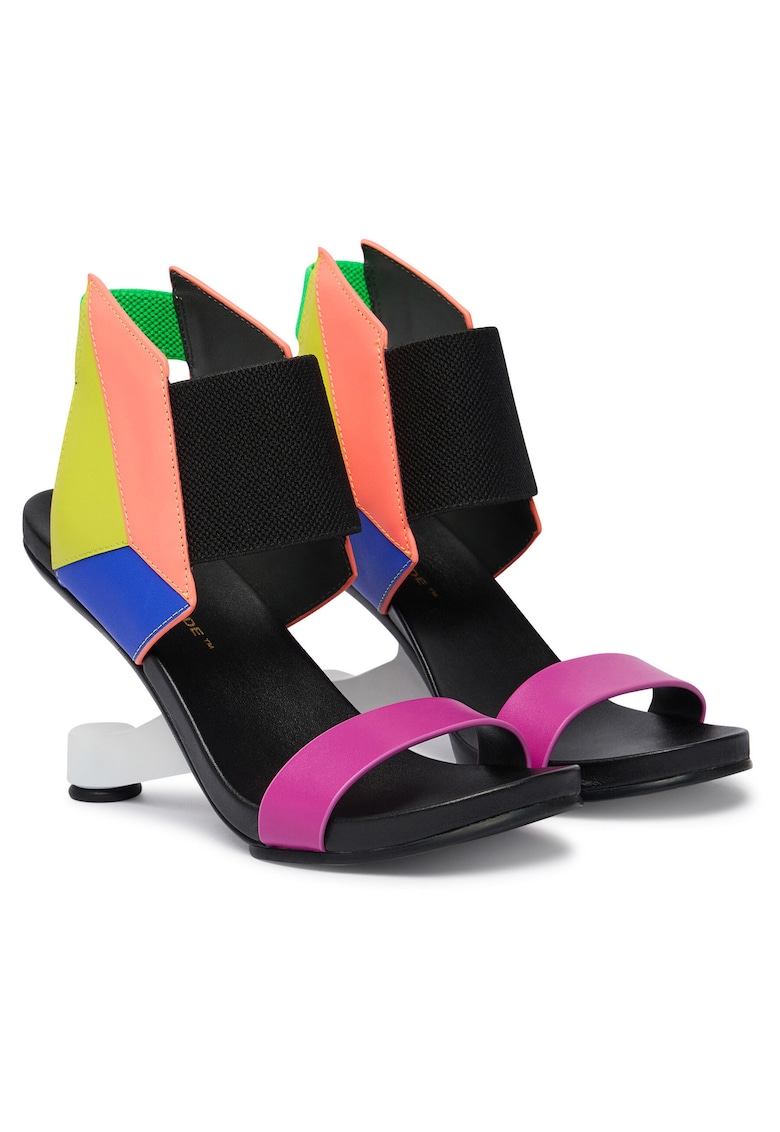 Sandale femei - piele naturala - multicolor - sistem inchidere Velcro