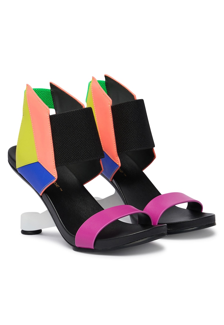 Sandale femei - piele naturala - multicolor - sistem inchidere Velcro