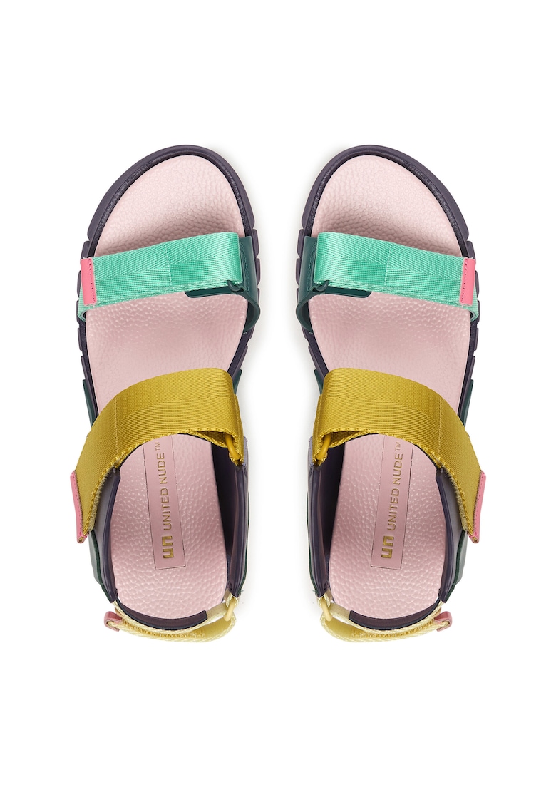 Sandale dama - multicolor - material textil - sistem inchidere Velcro
