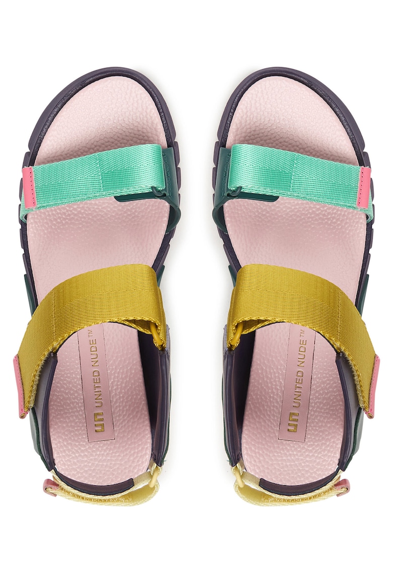 Sandale dama - multicolor - material textil - sistem inchidere Velcro