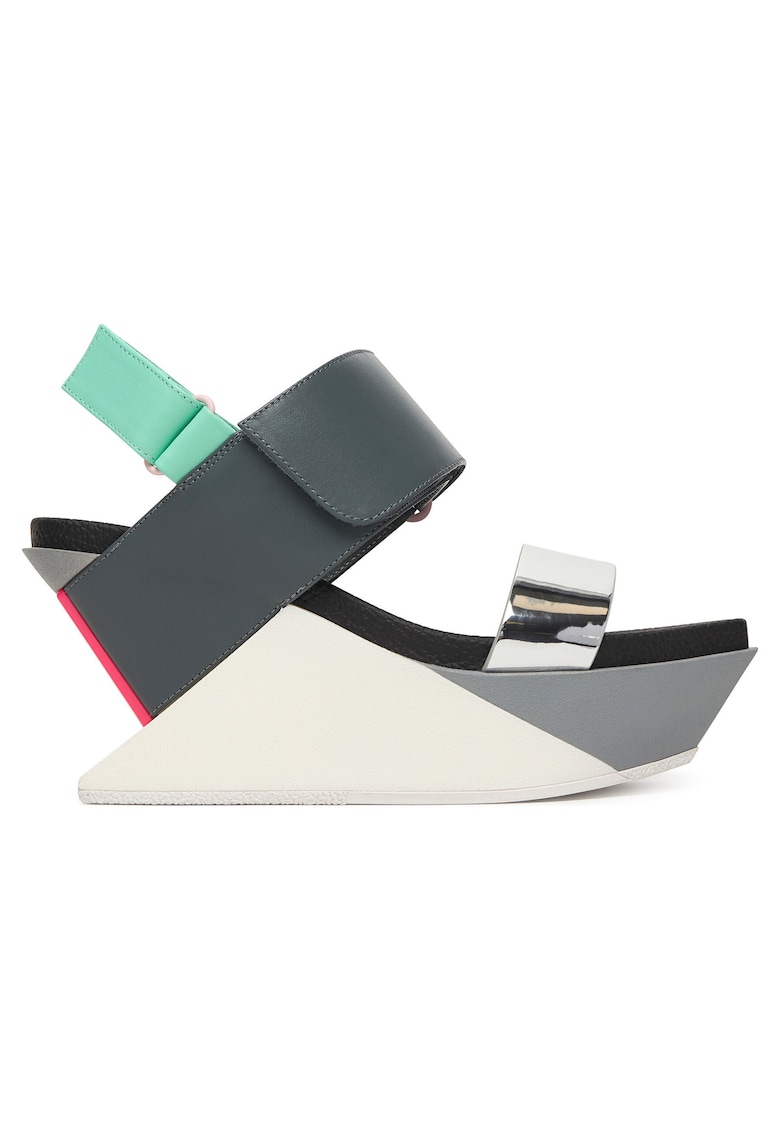 Sandale de dama - piele naturala - multicolor - sistem inchidere Velcro