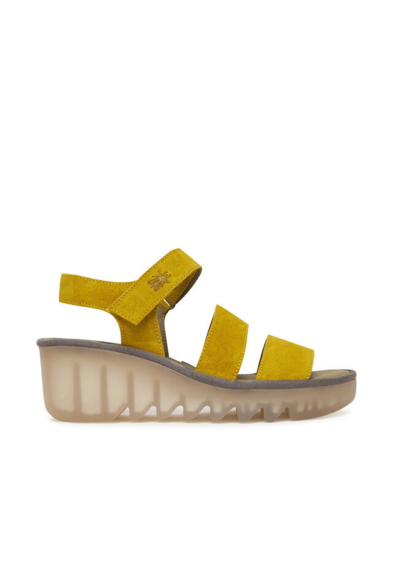 Sandale dama - piele naturala - galben - sistem inchidere Velcro