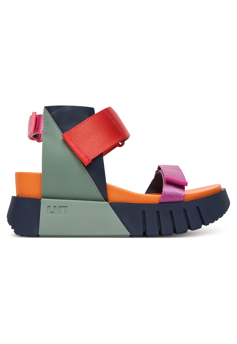 Sandale dama - textil - multicolor - sistem inchidere Velcro
