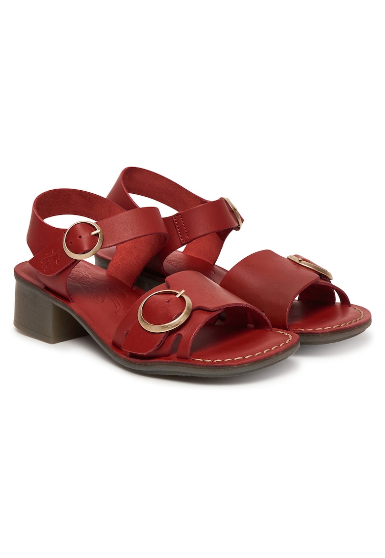 Sandale dama - piele naturala - rosu - toc clasic