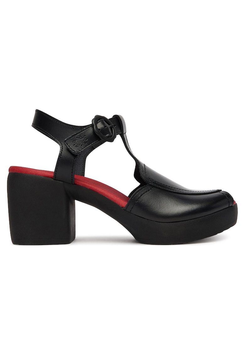 Sandale dama - piele naturala - negru/rosu
