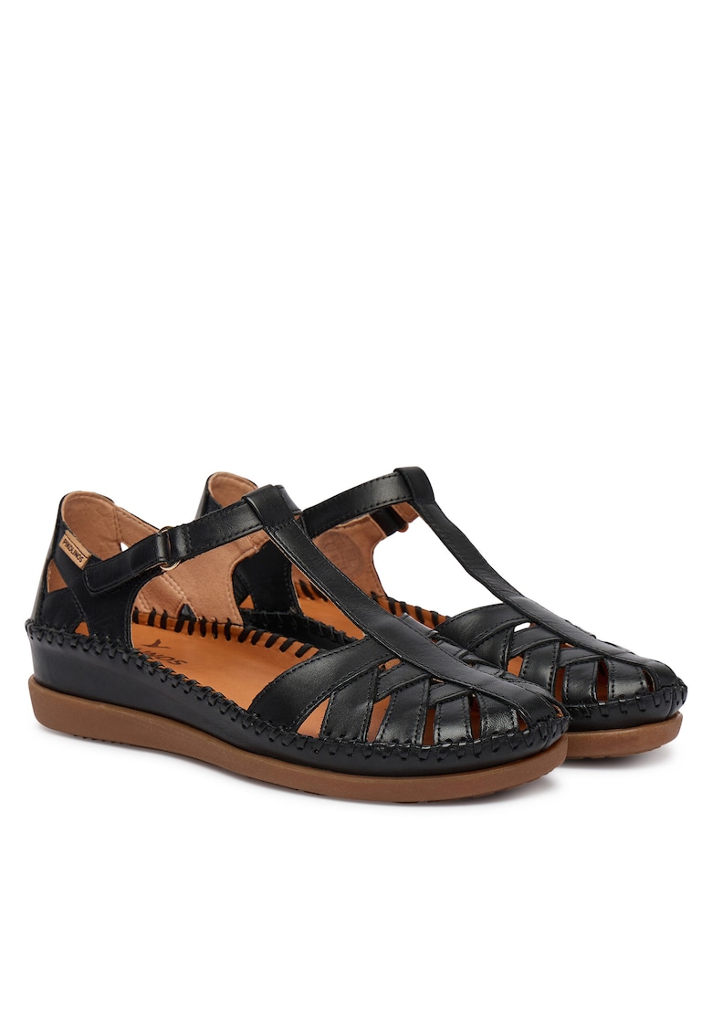Pantofi dama - piele naturala - negru - velcro - interior din piele naturala
