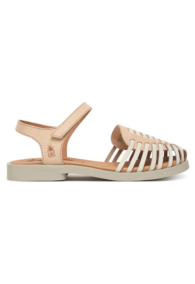 Sandale dama - piele naturala - bej - sistem inchidere Velcro