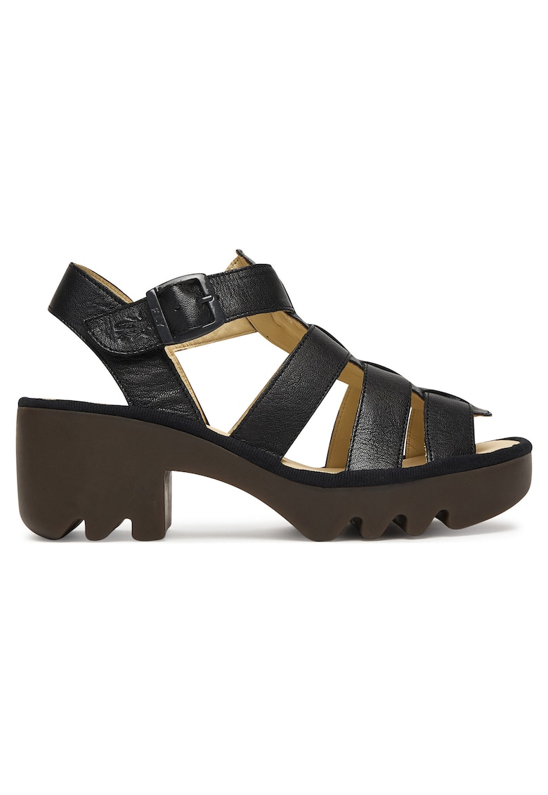 Sandale dama - piele naturala - negru - toc clasic