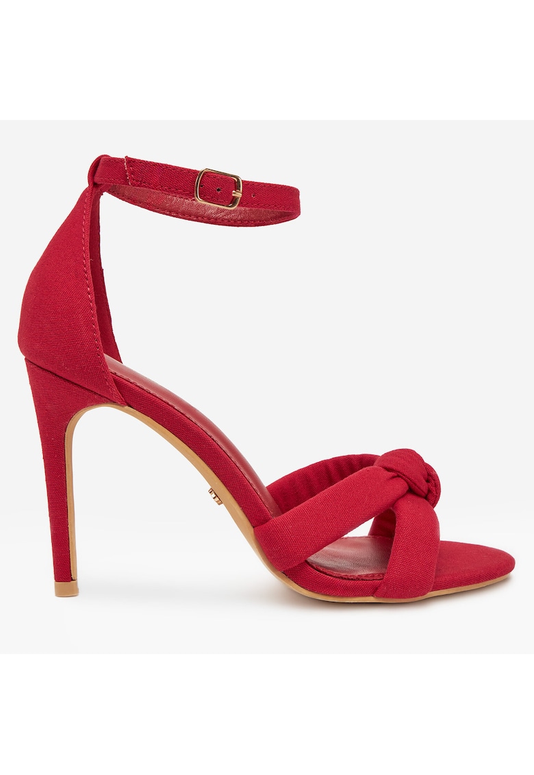 Sandale dama - stiletto - rosu - material textil