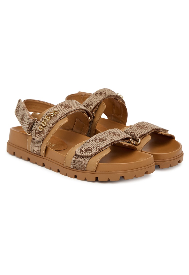 Sandale dama - velcro - maro - textil