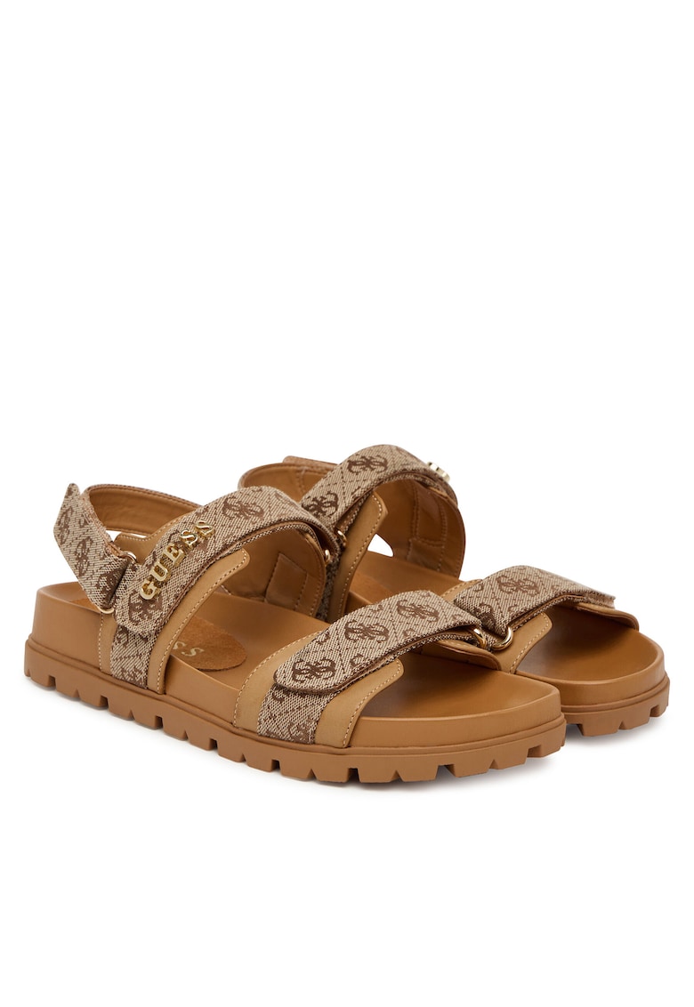 Sandale dama - velcro - maro - textil