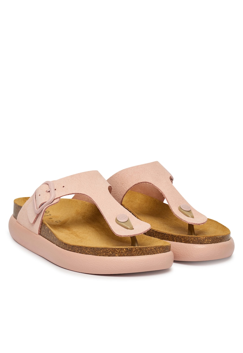 Slapi dama - piele naturala - roz -