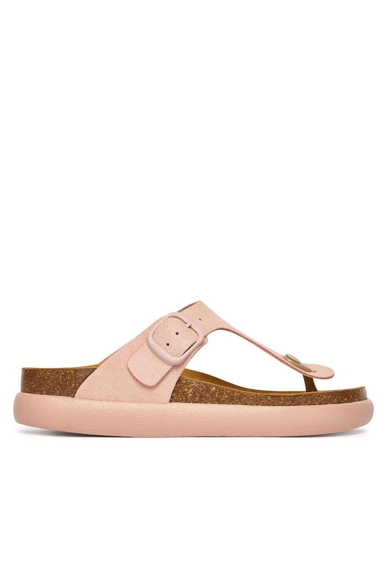 Slapi dama - piele naturala - roz
