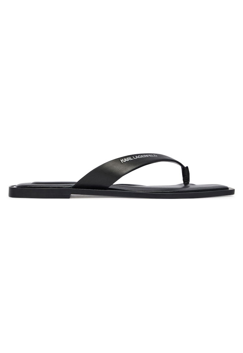 Slapi dama - piele naturala - negru - material sintetic