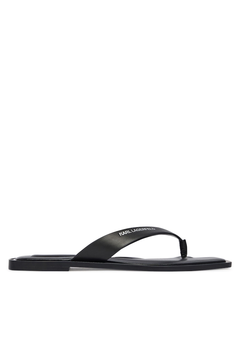 Slapi dama - piele naturala - negru - material sintetic