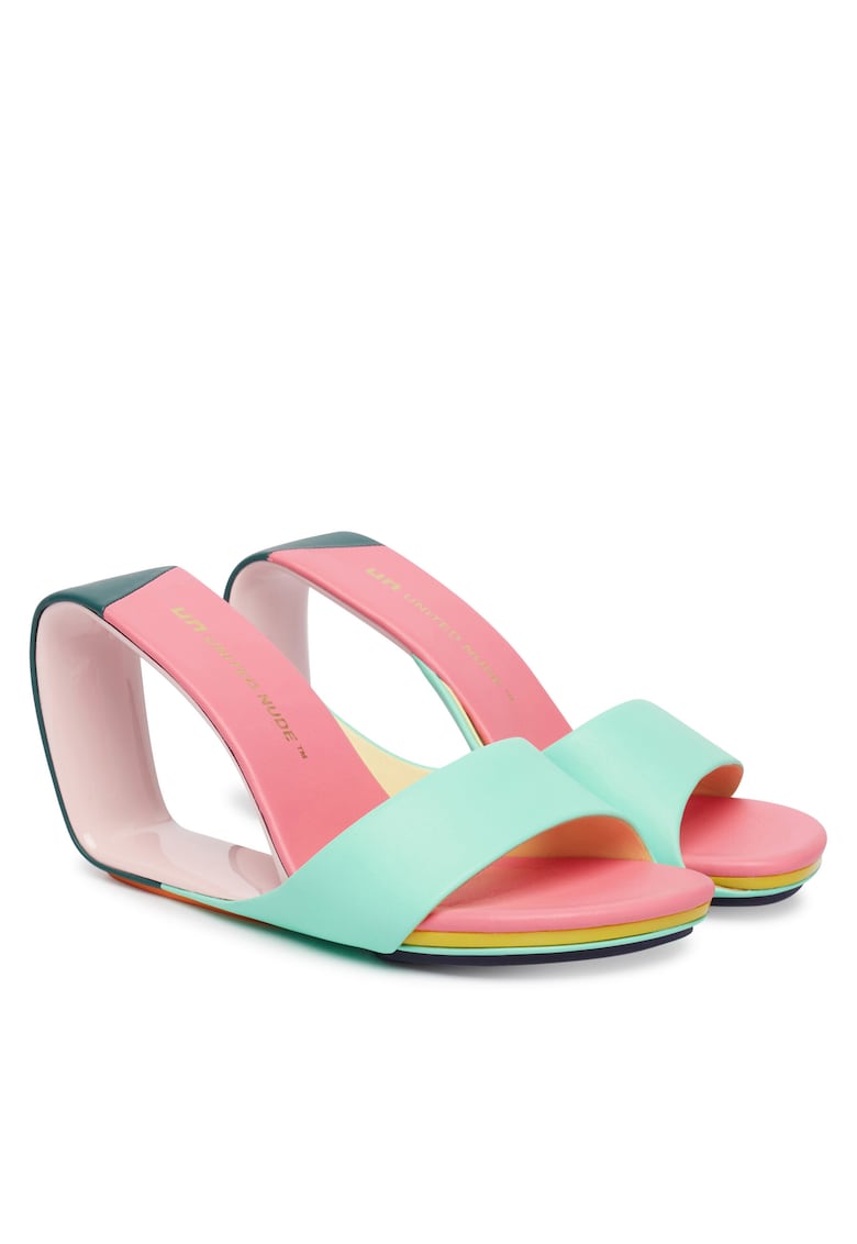 Pantofi de dama - piele naturala - verde/roz