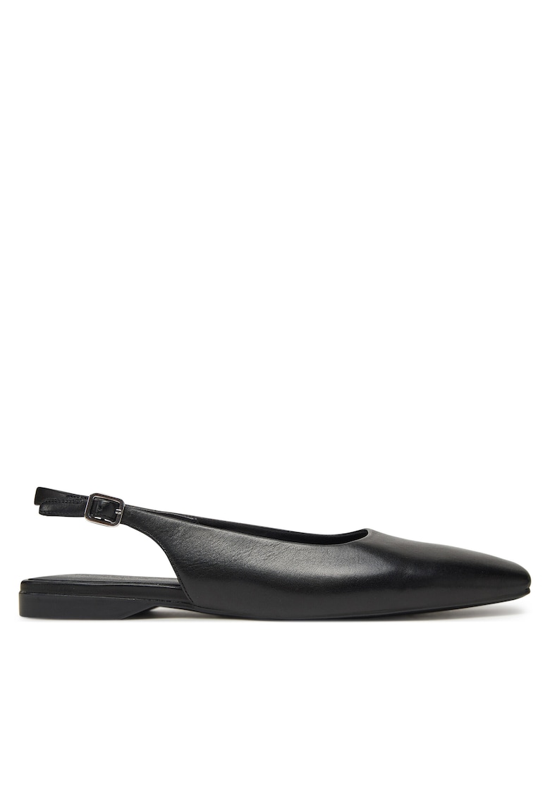 Balerini slingback din piele - Negru
