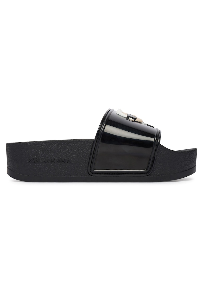 Papuci dama - flatform - negru - sintetic