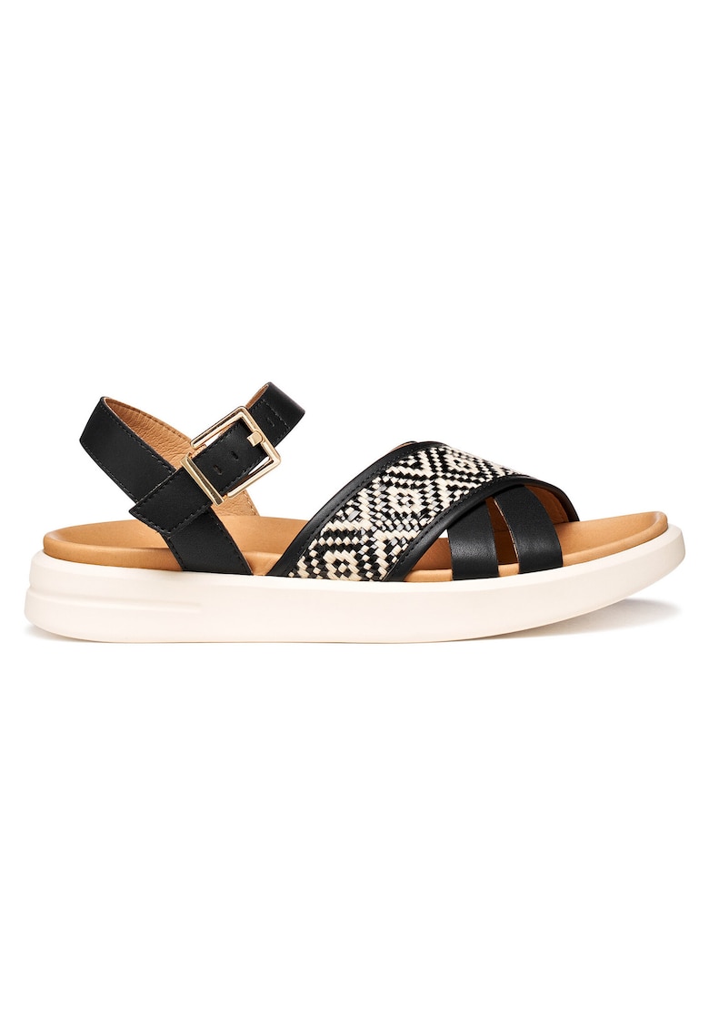 Sandale dama - piele naturala - negru/bej