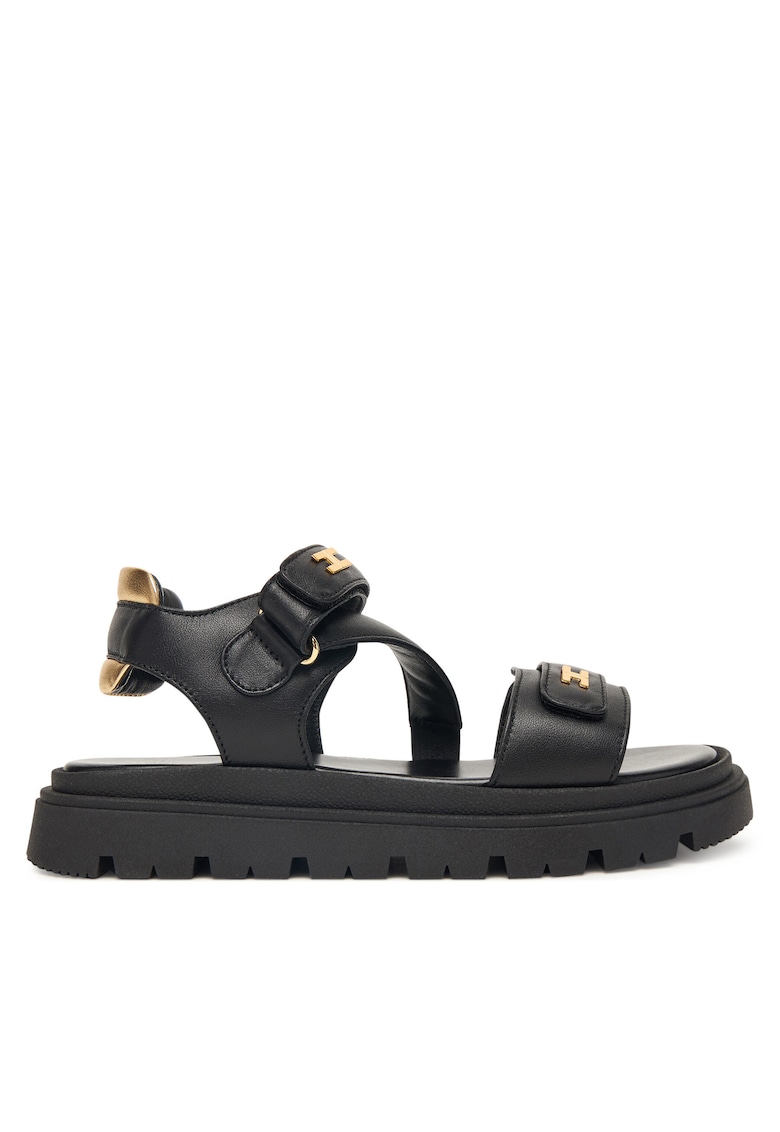 Sandale unisex - piele naturala - negru - sistem inchidere Velcro
