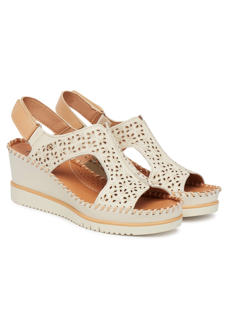 Sandale dama piele naturala - alb - sistem inchidere Velcro