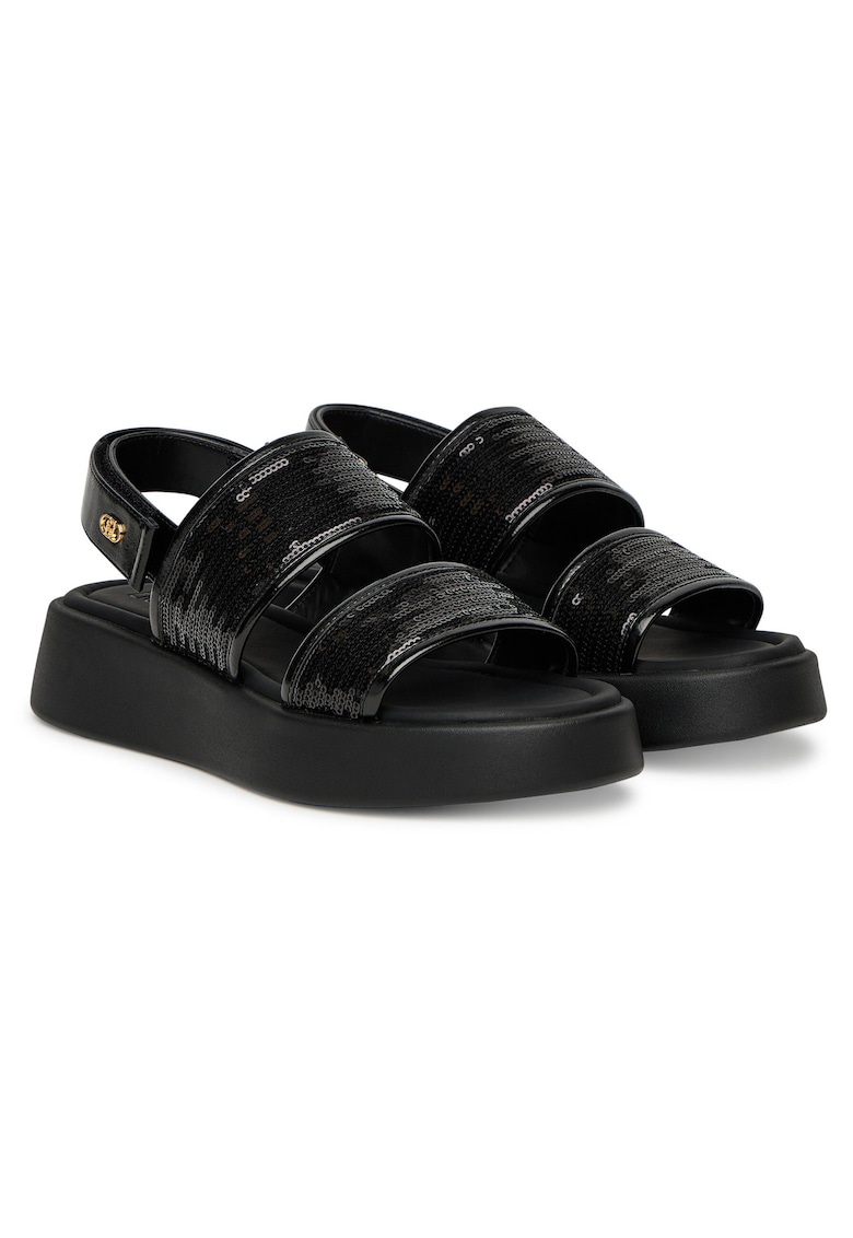 Sandale dama - piele ecologica - negru - sistem inchidere Velcro