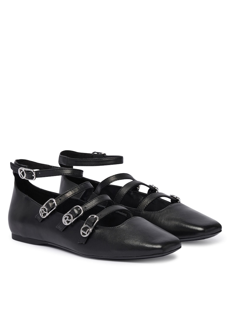 Balerini dama - piele naturala - negru