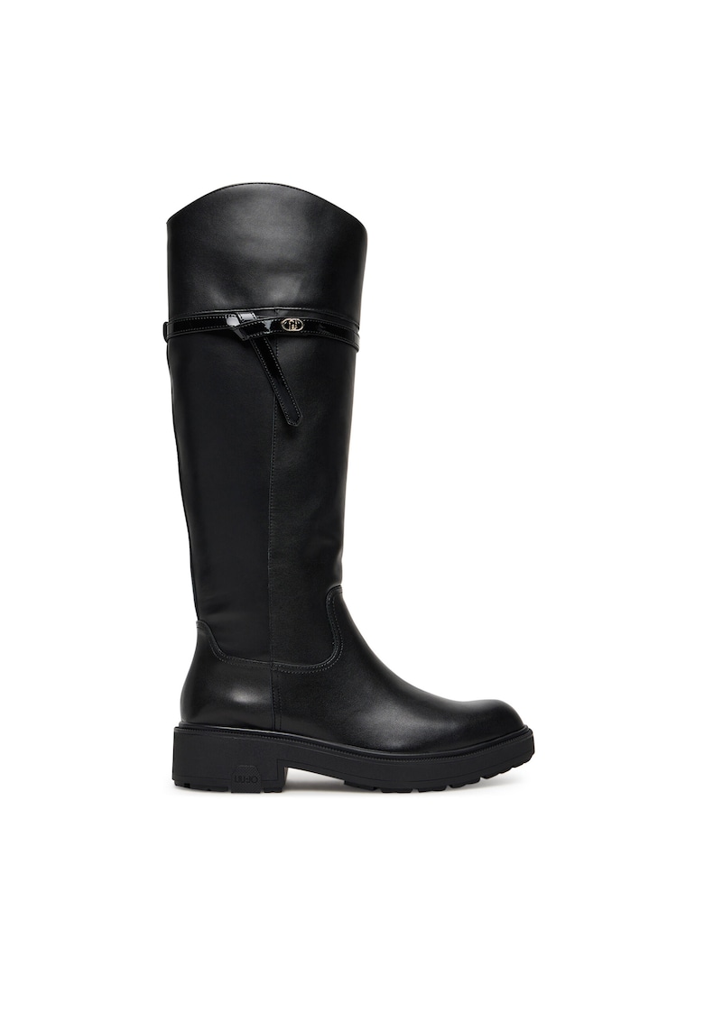Cizme dama - piele naturala - negru - slip-on - fermoar -