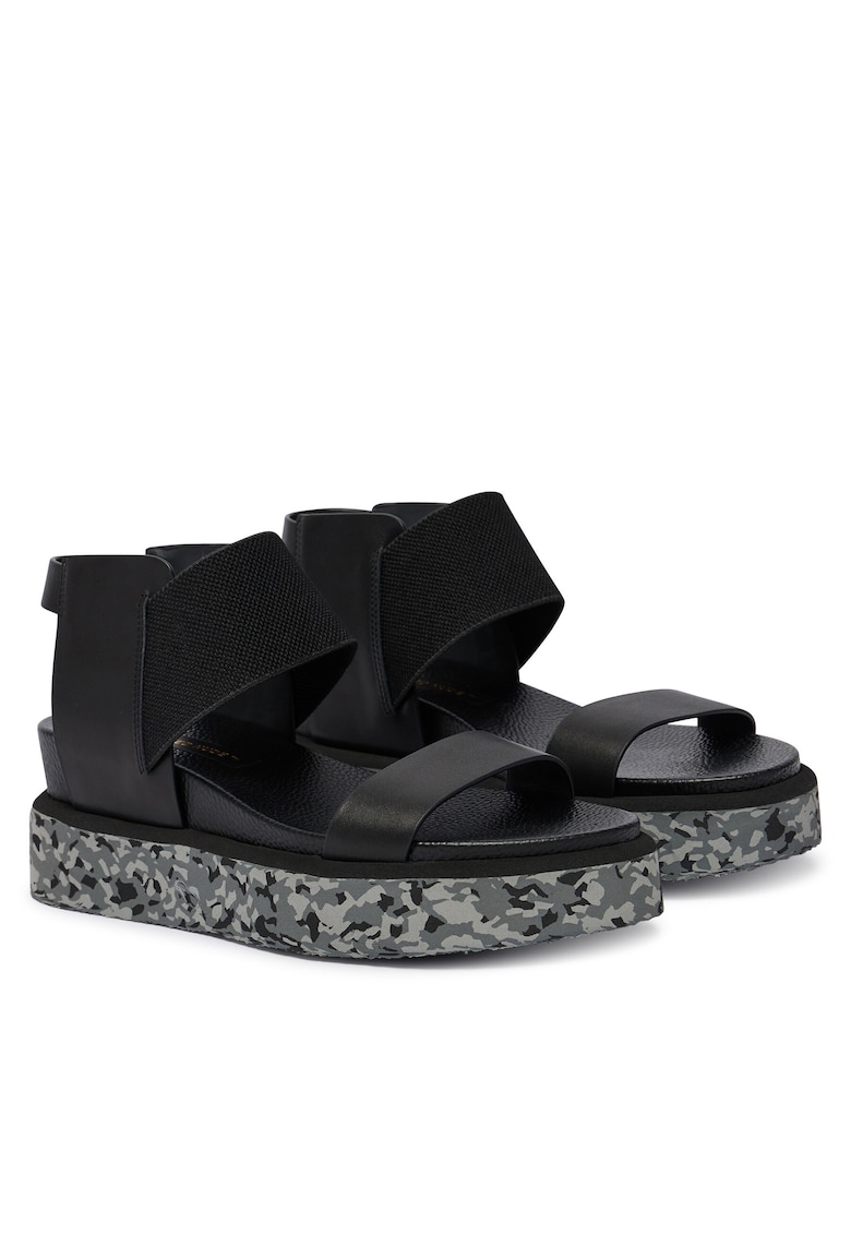 Sandale dama - piele naturala - negru/gri