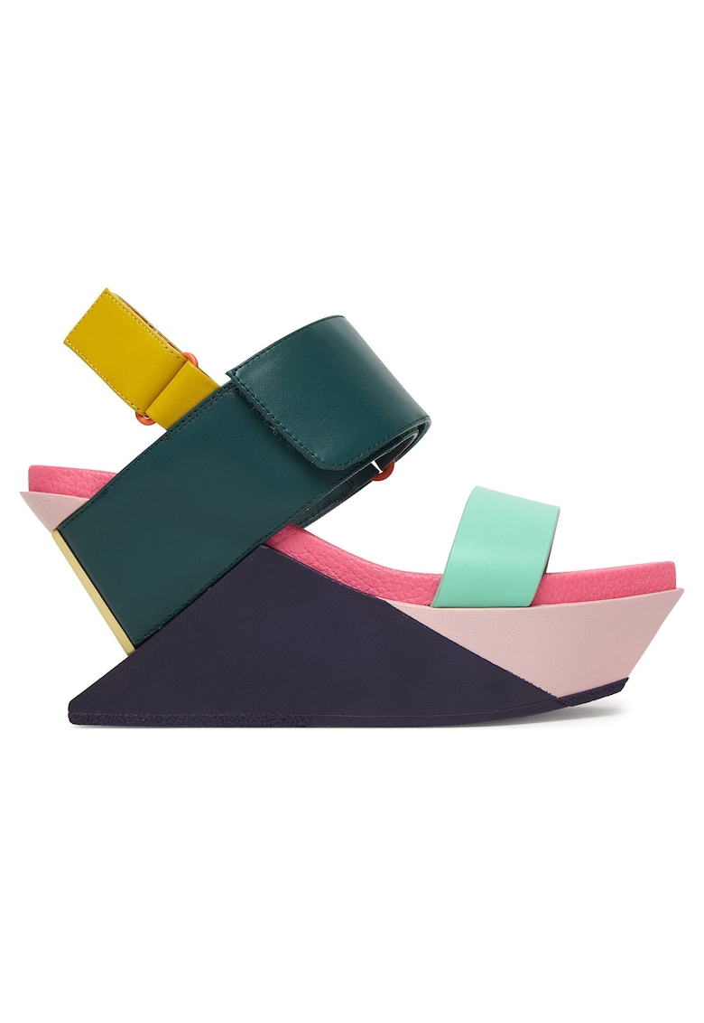 Sandale femei piele naturala - multicolor - sistem inchidere Velcro