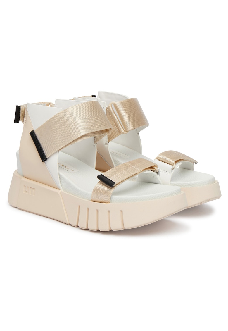 Sandale dama - velcro - bej - textil