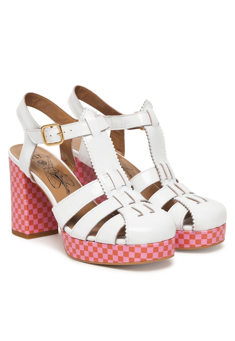 Sandale dama - piele naturala - alb/roz