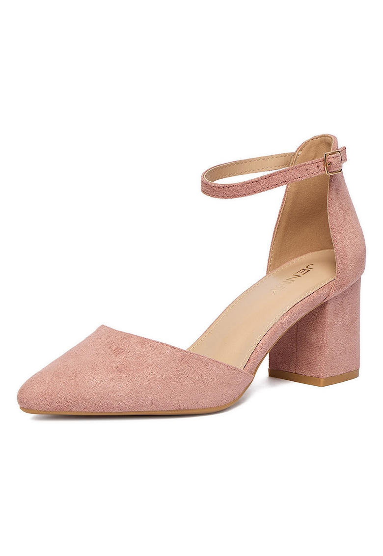 Pantofi dama - textil - roz - toc clasic