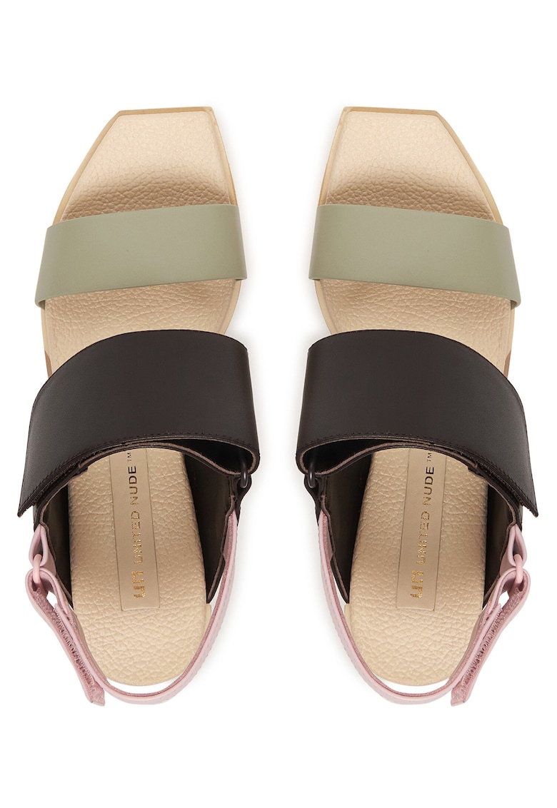 Sandale de femei - piele naturala - multicolor - sistem inchidere Velcro