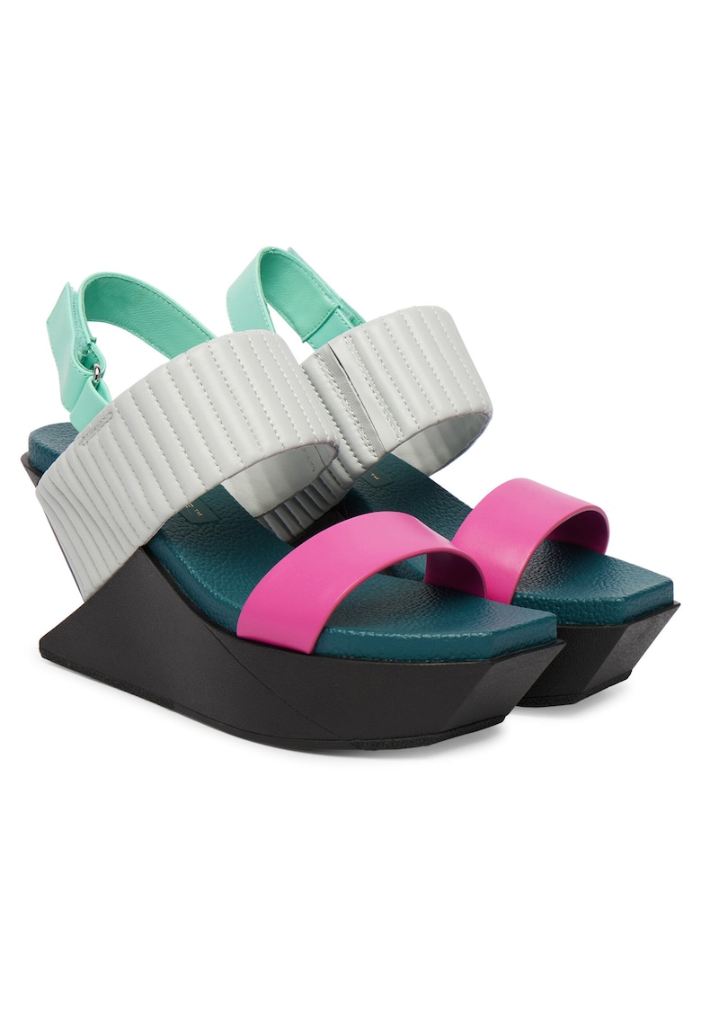 Sandale pentru femei - piele naturala - multicolor - sistem inchidere Velcro