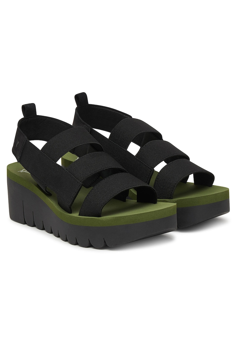 Sandale dama - piele naturala - negru/verde