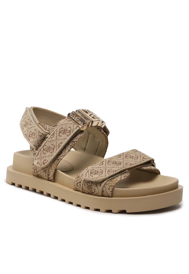 Sandale dama - material textil - velcro - maro