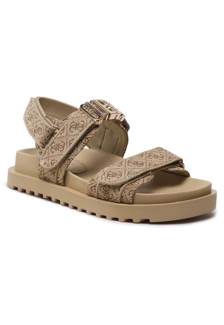 Sandale dama - material textil - velcro - maro