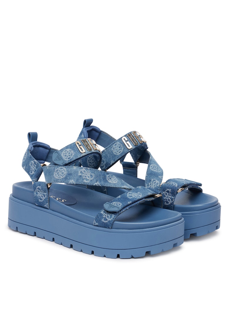 Sandale dama - velcro - albastru - textil