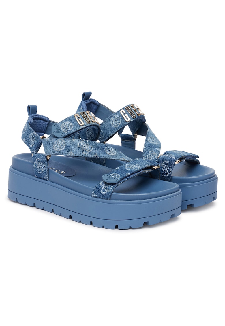 Sandale dama - velcro - albastru - textil