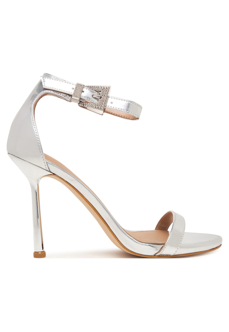 Sandale dama - stiletto - argintiu - piele ecologica